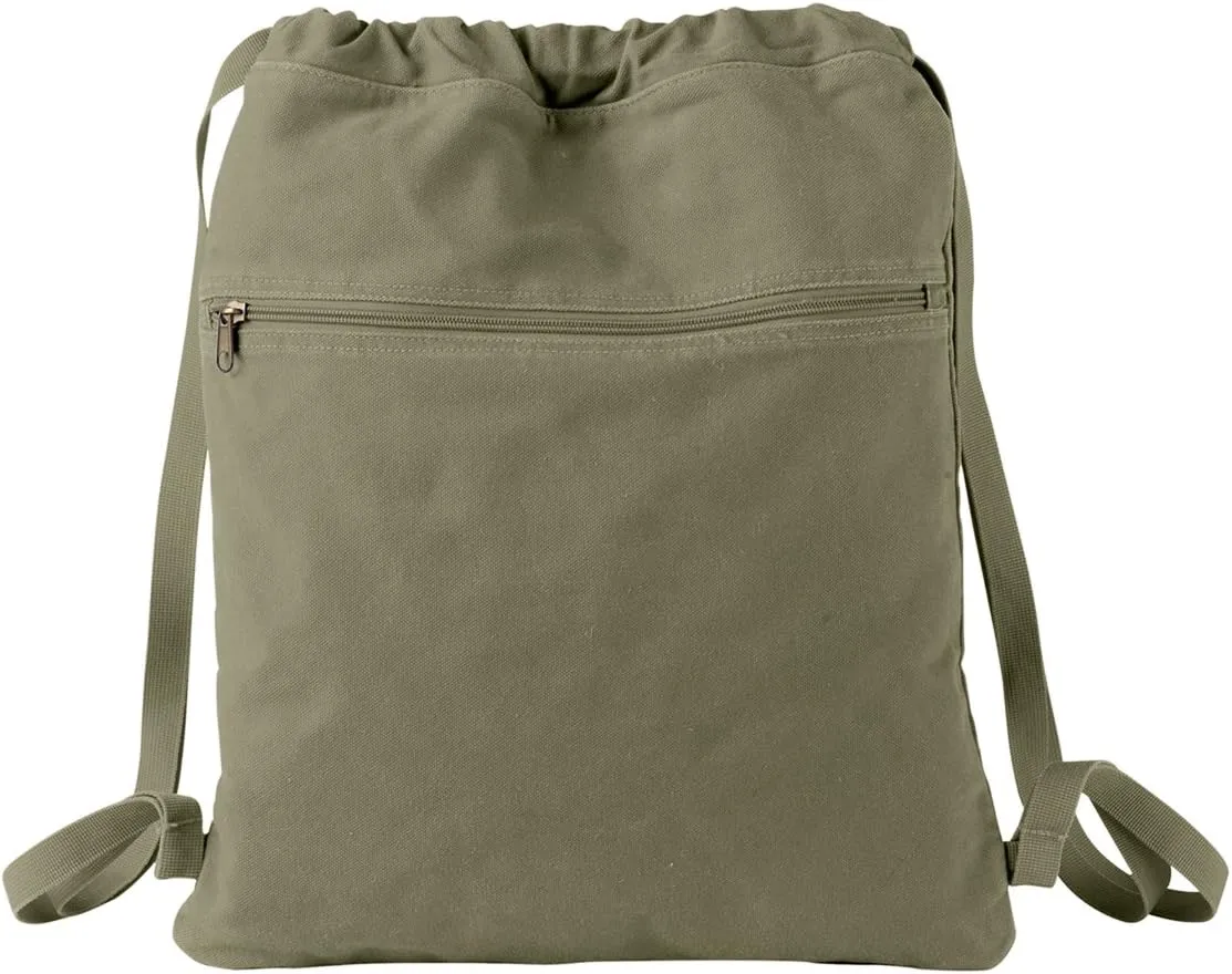 -Dyed Canvas Cinch Sack, KHAKI GREEN, One Size
