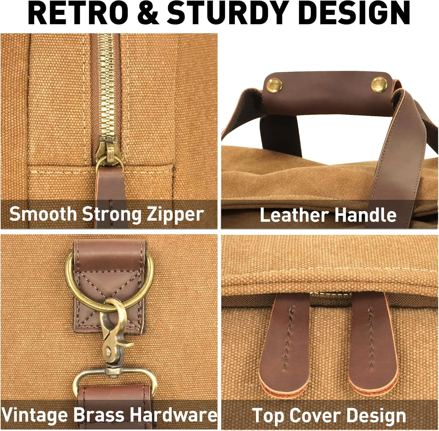 60L Travel Bags for Men, Nomad Canvas Duffle Bag Vintage Genuine Leather Travel Duffel Bag Multifunctional Weekender Overnight Backpack with Shoes Compartment (Coffee, X Large-60L)