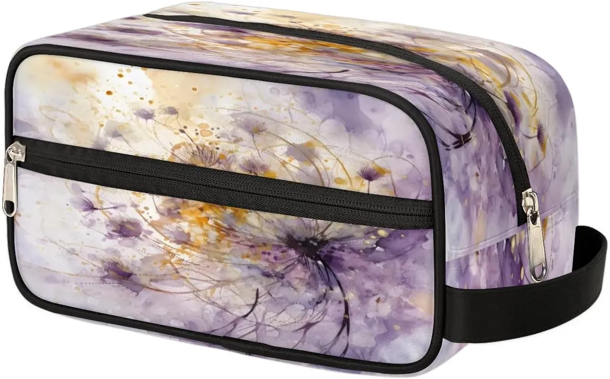 Abstract Dandelion Watercolor Large Capacity Travel Cosmetic Bag Waterproof Toiletry Bag Cosmetic Makeup Portable Bag with Handle for Travel Gym Camping