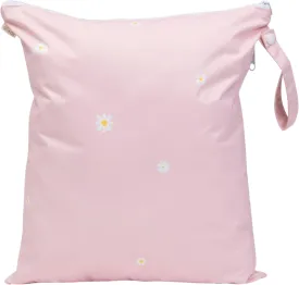Ali Oli Water Resistant Dual-Compartment Wet-Dry Bag for Travel, Hook to Stroller, Daycare, Diapers, Diaper Bag, Clutch Bag,15x12 inches (Blush Daisy)