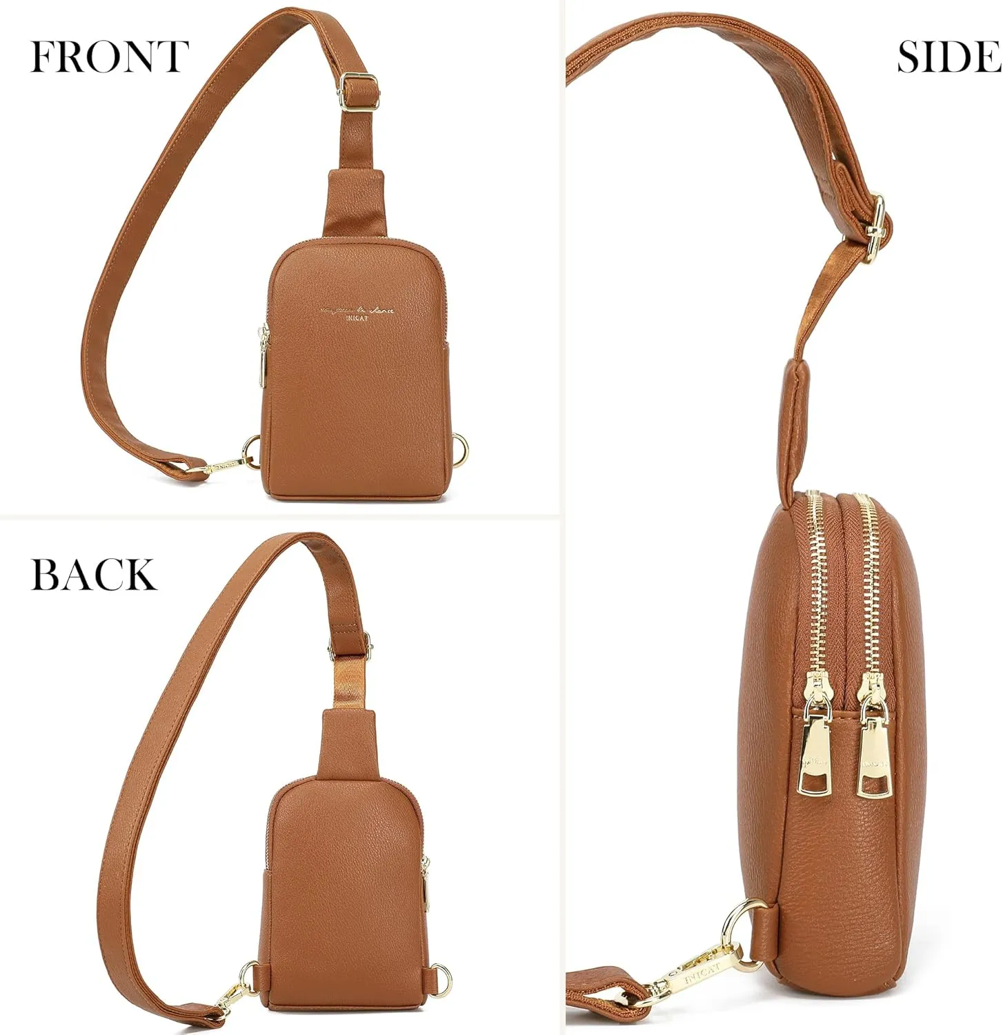 AOCINA INICAT Small Sling Bag Crossbody Vegan Leather Fanny Packs for Women Fashionable Chest Bag for Travel