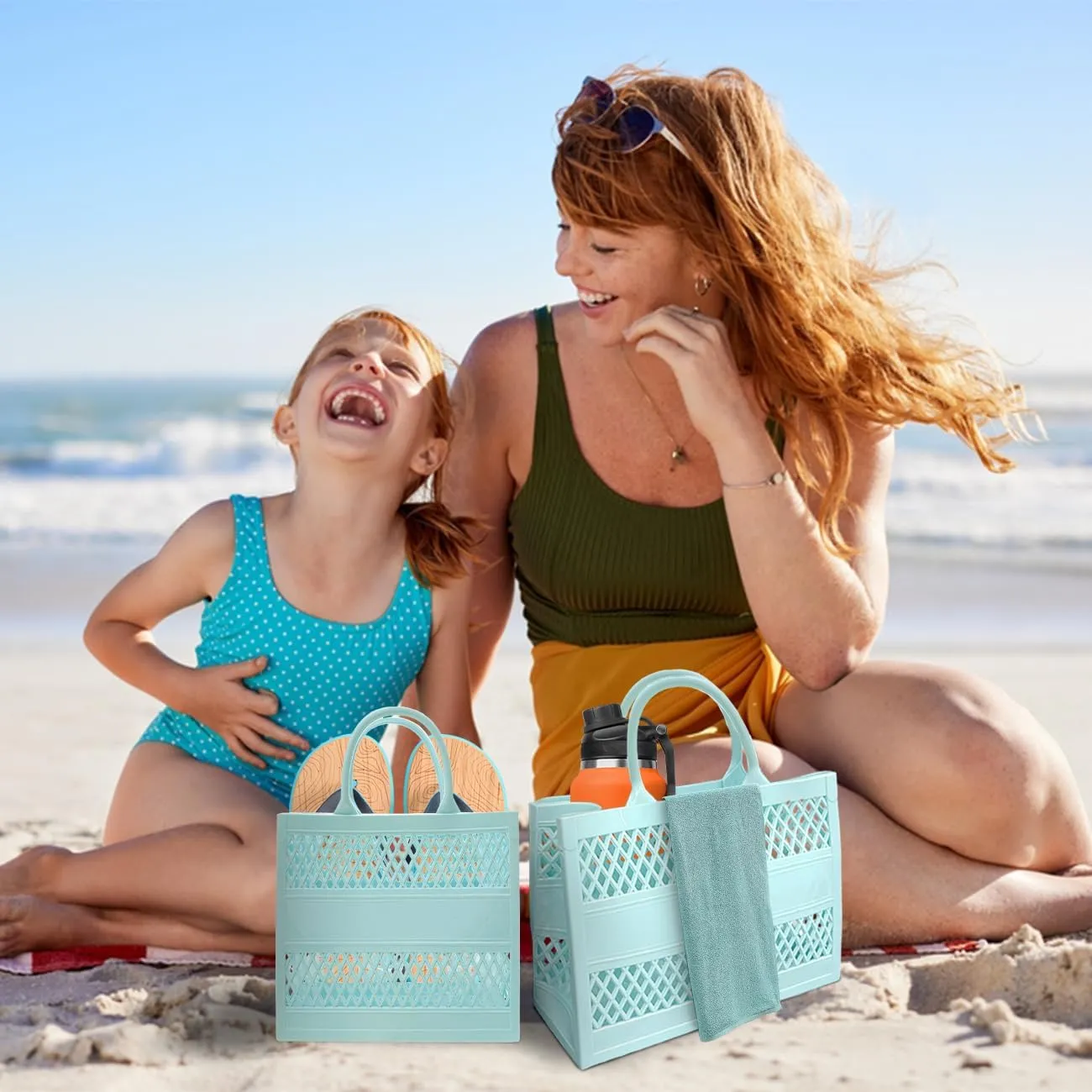 Beach Bag Beach Tote Travel Bag Waterproof Sandproof Washable Open Tote Bag