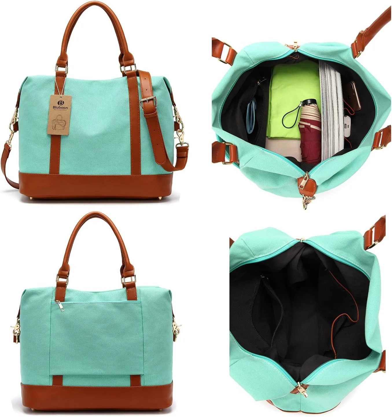 BLUBOON Travel Tote Bags with Zipper Ladies Canvas Bag Weekender Overnight Bag for Women Carry on Duffel Bag Trolley Sleeve