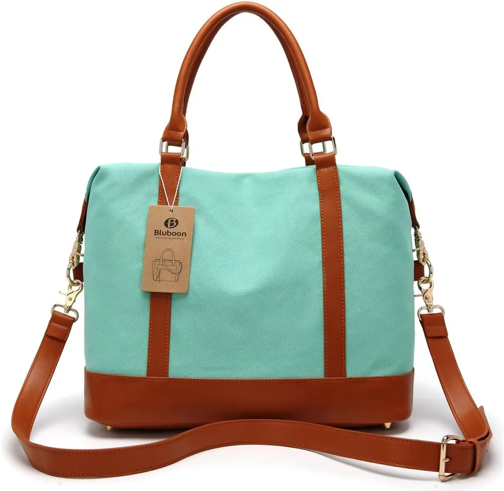 BLUBOON Travel Tote Bags with Zipper Ladies Canvas Bag Weekender Overnight Bag for Women Carry on Duffel Bag Trolley Sleeve