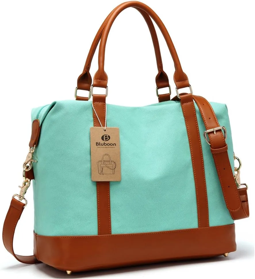 BLUBOON Travel Tote Bags with Zipper Ladies Canvas Bag Weekender Overnight Bag for Women Carry on Duffel Bag Trolley Sleeve