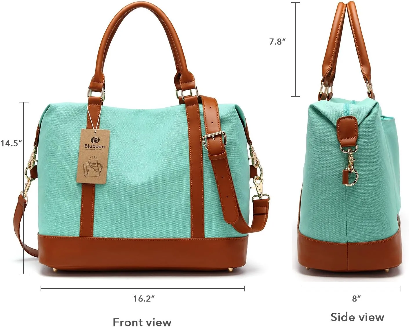 BLUBOON Travel Tote Bags with Zipper Ladies Canvas Bag Weekender Overnight Bag for Women Carry on Duffel Bag Trolley Sleeve