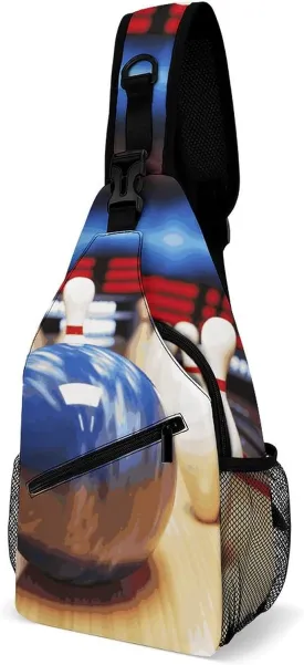 Bowling Sling Bag for Men Women Waterproof Chest Bag Print Cross Chest Bag Diagonally Gym Sport Travel Hiking Daypack