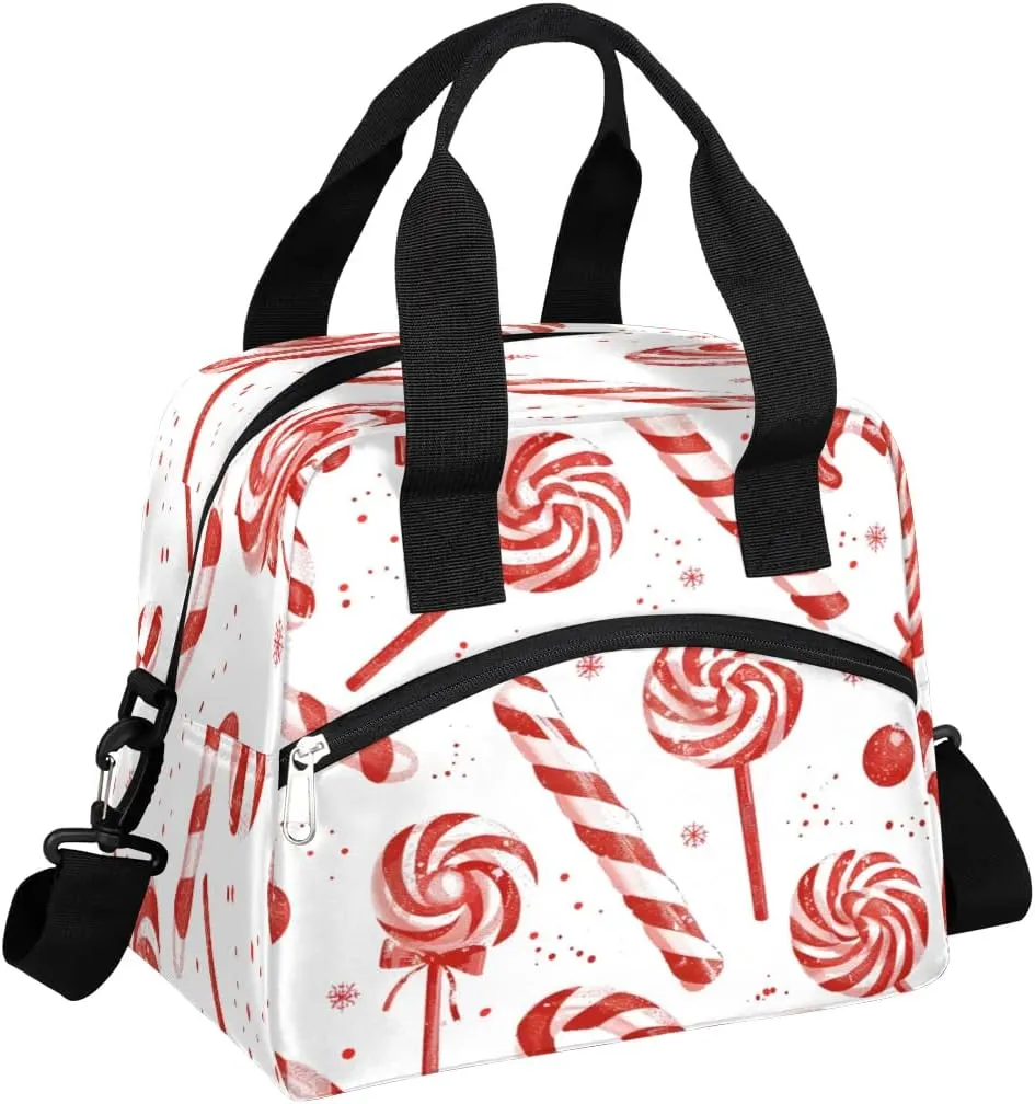 Candy Lollipop Insulated Lunch Bag for Women Men Reusable Lunch Box Adult Tote Cooler Bag with Adjustable Shoulder Strap Portable Meal Bag for Work Office Picnic Beach or Travel
