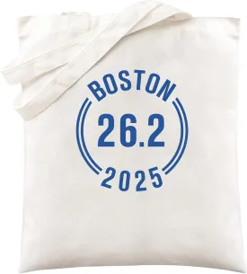 Canvas Shoulder Tote Bag for Men Women - Boston Marathon 26.2 Graphic Unisex Reusable Grocery Bags