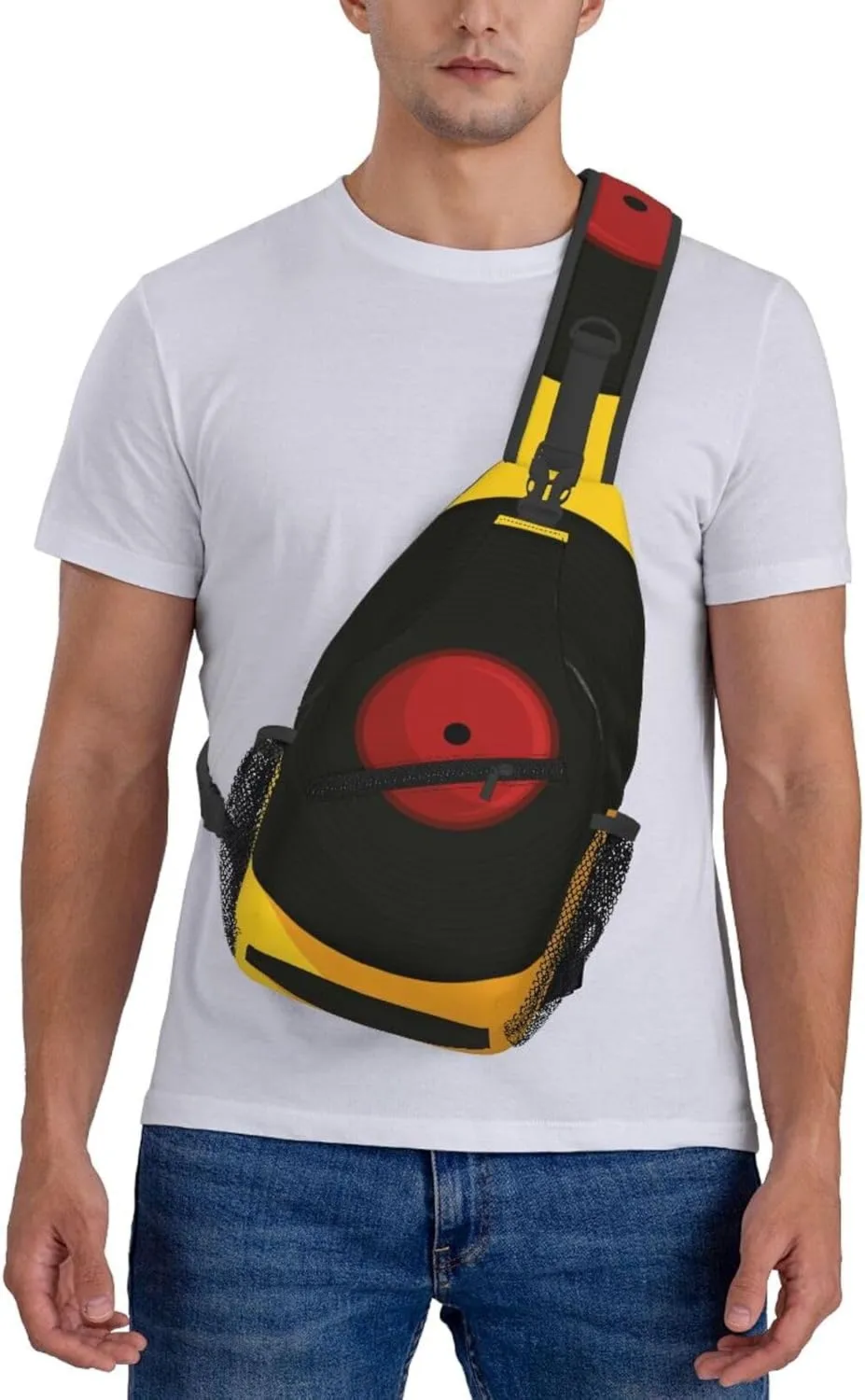 Crossbody Sling Bag for Men Women, Vinyl Music Record Sling Backpack Shoulder Chest Bag, Anti Theft Travel Hiking Daypacks