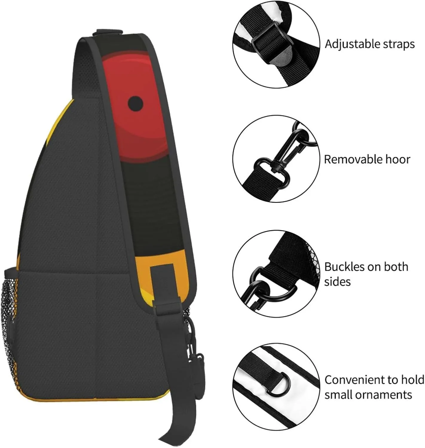 Crossbody Sling Bag for Men Women, Vinyl Music Record Sling Backpack Shoulder Chest Bag, Anti Theft Travel Hiking Daypacks
