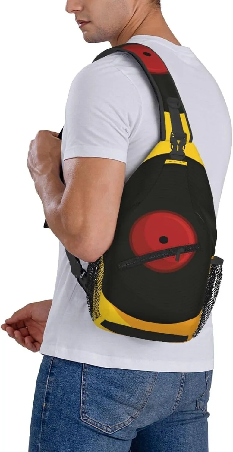 Crossbody Sling Bag for Men Women, Vinyl Music Record Sling Backpack Shoulder Chest Bag, Anti Theft Travel Hiking Daypacks