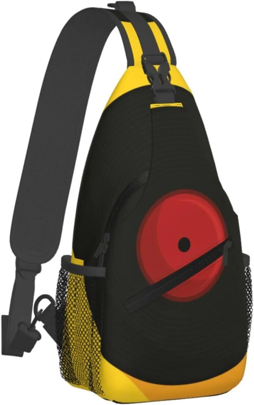 Crossbody Sling Bag for Men Women, Vinyl Music Record Sling Backpack Shoulder Chest Bag, Anti Theft Travel Hiking Daypacks
