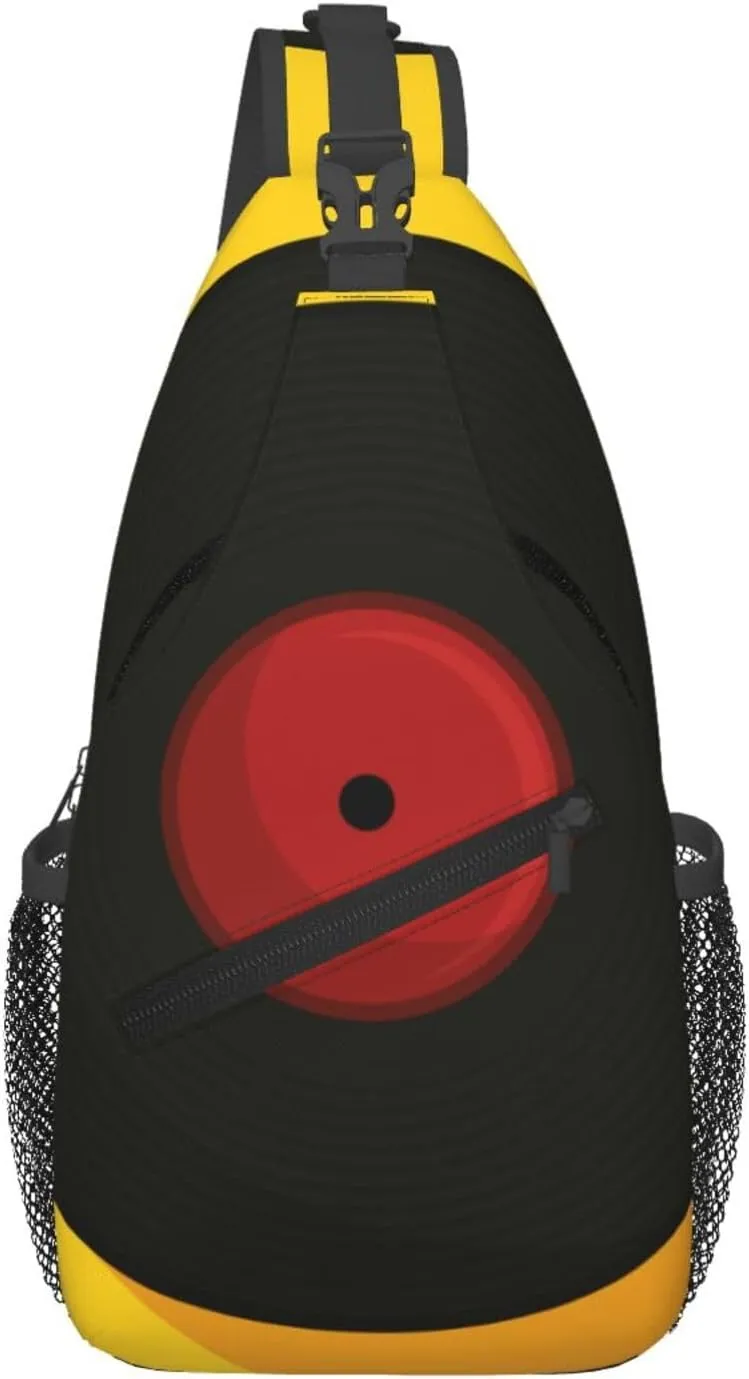 Crossbody Sling Bag for Men Women, Vinyl Music Record Sling Backpack Shoulder Chest Bag, Anti Theft Travel Hiking Daypacks