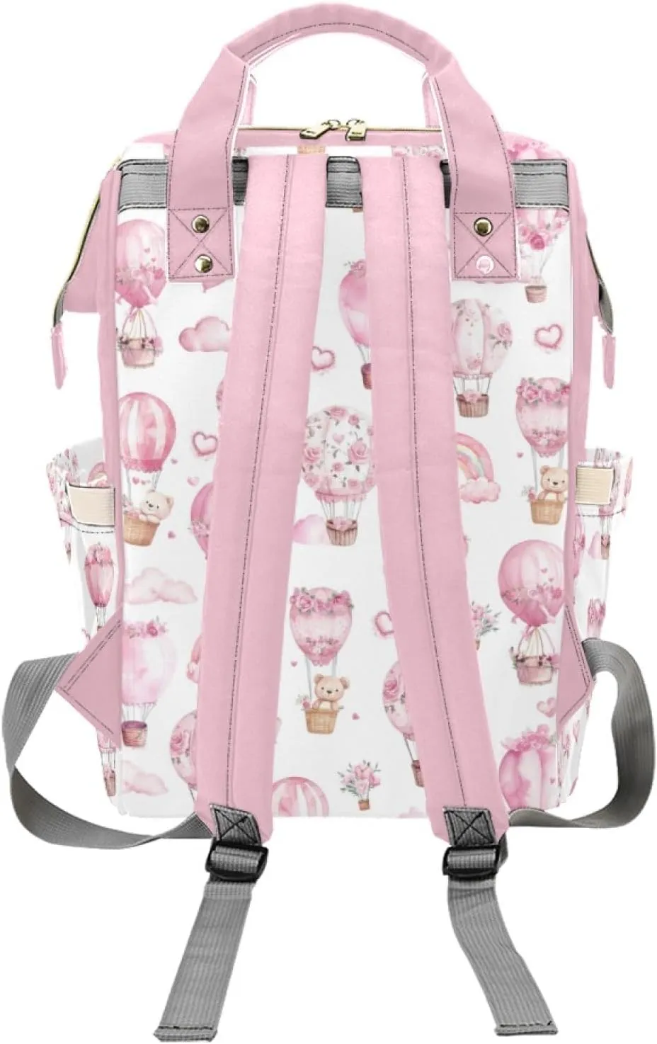 Custom Diaper Bag Backpack for Women, Personalized Name Nursing Mommy Daypack, Diaper Bag for Girls Boys, New Mom Gifts (Hot Air Balloons)