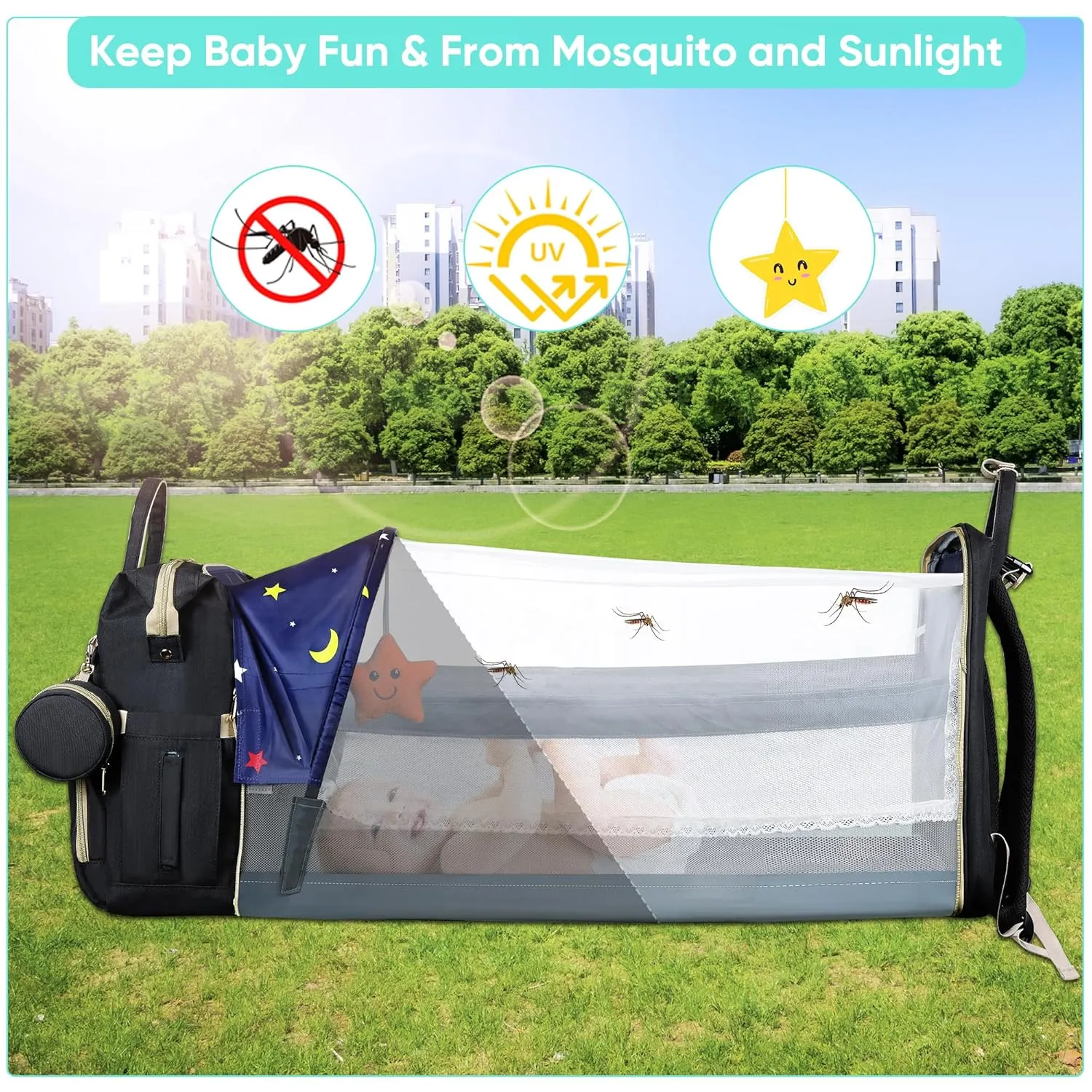 Diaper Bag Backpack for Mom and Dad, Large Capacity Baby Travel Bag with USB Charging Port, Waterproof Foldable Baby Bag for Boys and Girls, Stylish Maternity Backpack for Travel & Hospital Black