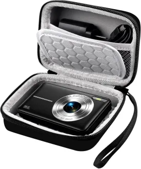 Digital Camera Case for CAMKORY/for Kodak Pixpro/for VAHOIALD/for Sony DSCW800 830/ for Canon PowerShot 180 190/for AiTechny/for Qumcou, Vlogging Cameras Bag Storage Holder for Accessories -Black