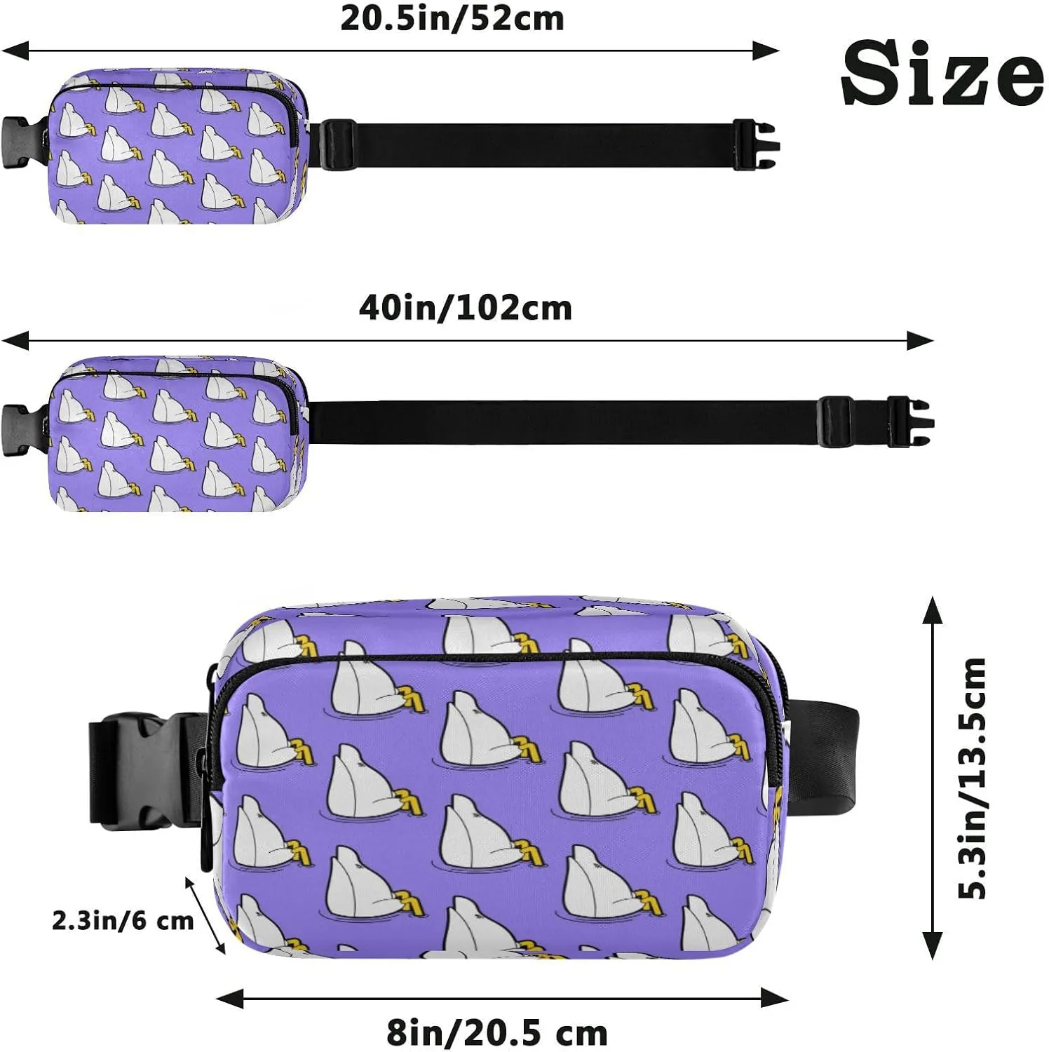 Fanny Pack Belt Bag for Women Men Goose Back Pattern Seamless Fashion Waist Pack Waterproof Adjustable Cross Body Fanny Pack for Workout/Running/Hiking/Traveling/Cycling