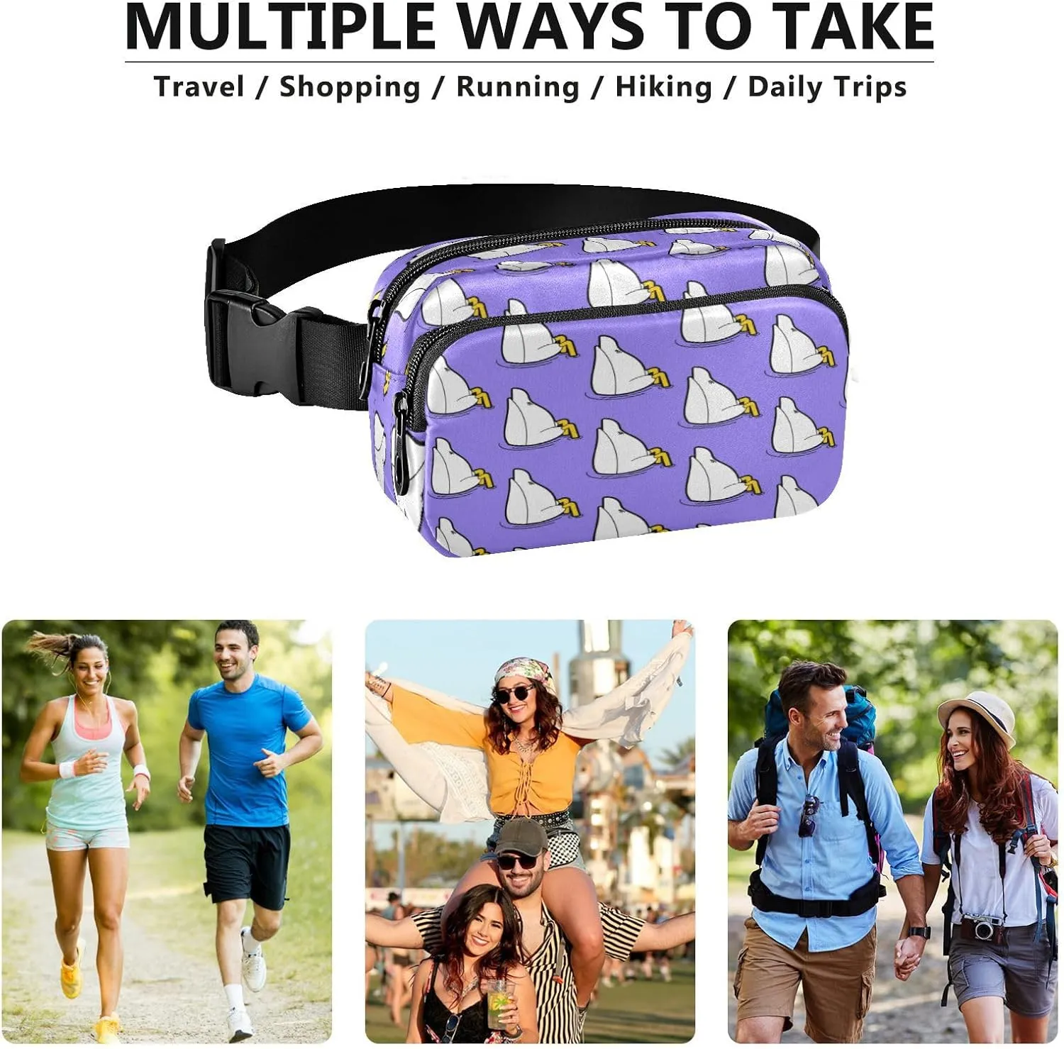 Fanny Pack Belt Bag for Women Men Goose Back Pattern Seamless Fashion Waist Pack Waterproof Adjustable Cross Body Fanny Pack for Workout/Running/Hiking/Traveling/Cycling