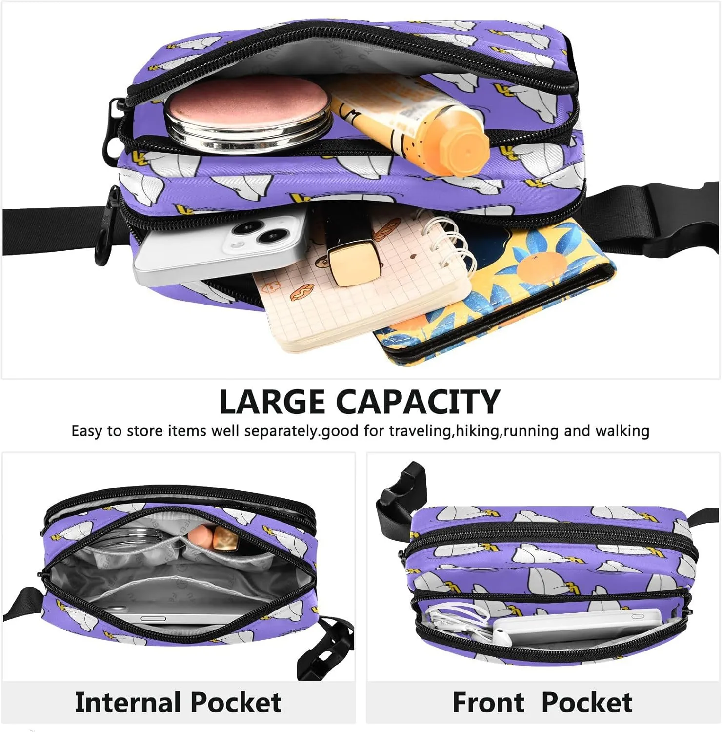 Fanny Pack Belt Bag for Women Men Goose Back Pattern Seamless Fashion Waist Pack Waterproof Adjustable Cross Body Fanny Pack for Workout/Running/Hiking/Traveling/Cycling