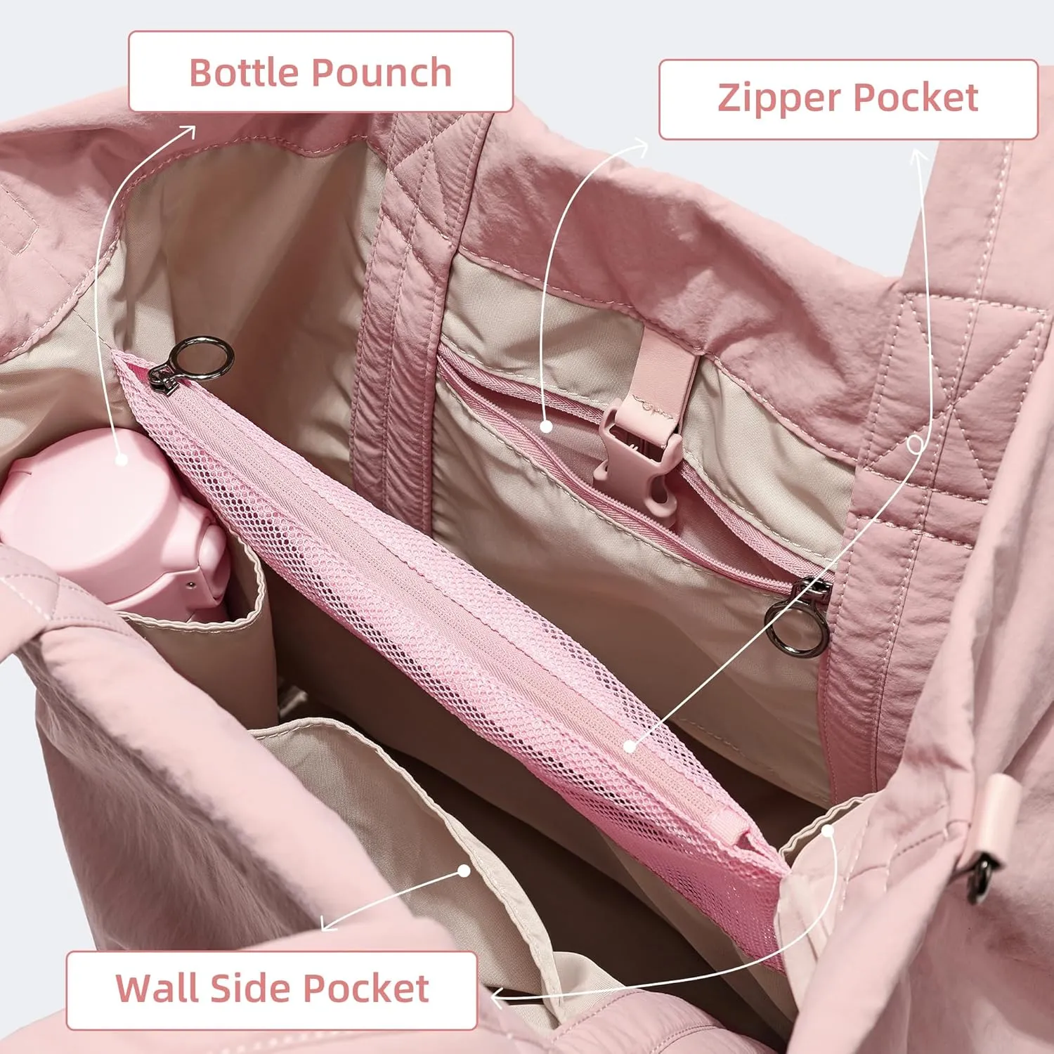 FODOKO Hobo Crossbody Bags 2.0, 19L Large Totes Handbags with Straps for Women, Multi Nylon Shoulder Bags for Travel Gym