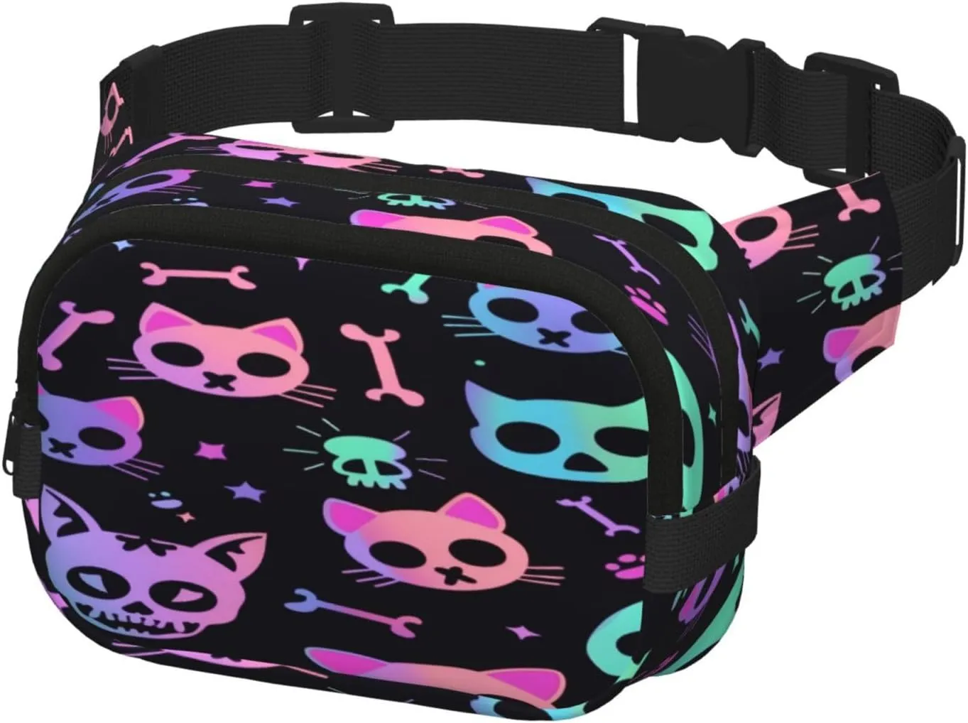 Galaxy Sugar Cat Funny Pack Waist Pack for Women Men, Double Layer Pack for Workout Running Travelling