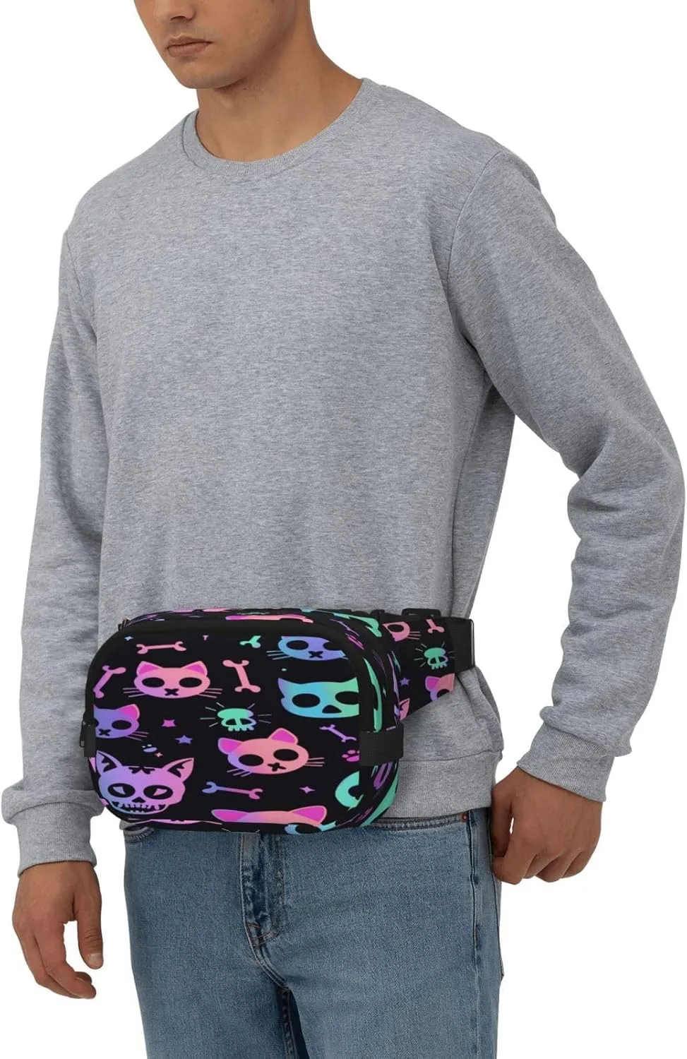 Galaxy Sugar Cat Funny Pack Waist Pack for Women Men, Double Layer Pack for Workout Running Travelling