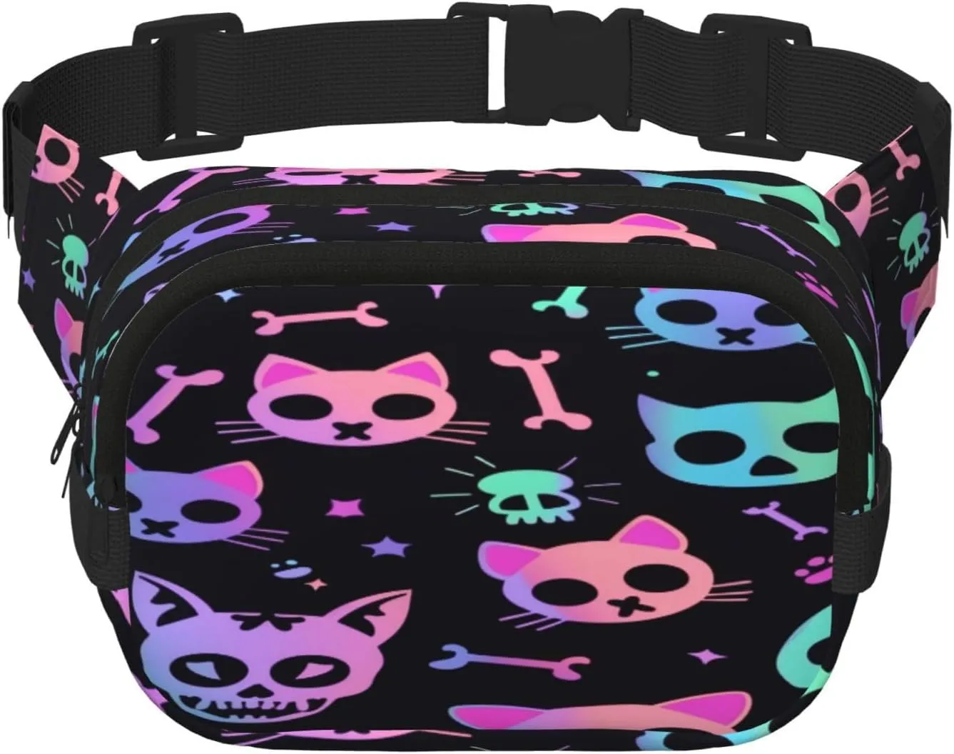 Galaxy Sugar Cat Funny Pack Waist Pack for Women Men, Double Layer Pack for Workout Running Travelling