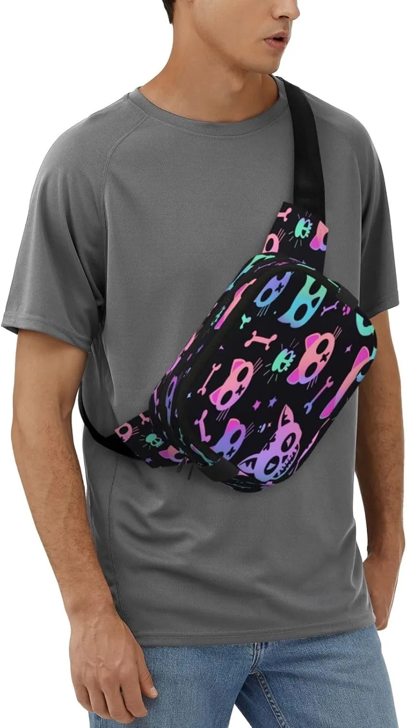 Galaxy Sugar Cat Funny Pack Waist Pack for Women Men, Double Layer Pack for Workout Running Travelling