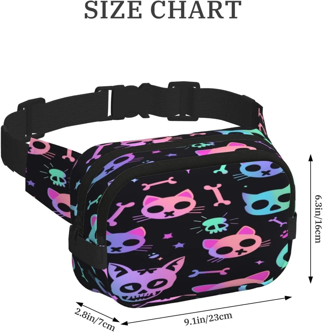 Galaxy Sugar Cat Funny Pack Waist Pack for Women Men, Double Layer Pack for Workout Running Travelling