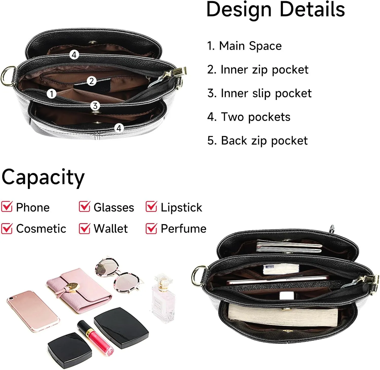 Genuine Leather Women Shoulder Bag Small Crossbody Bags Purse Mini Casual Hobo Lady Handbags and Purses Messenger Satchel