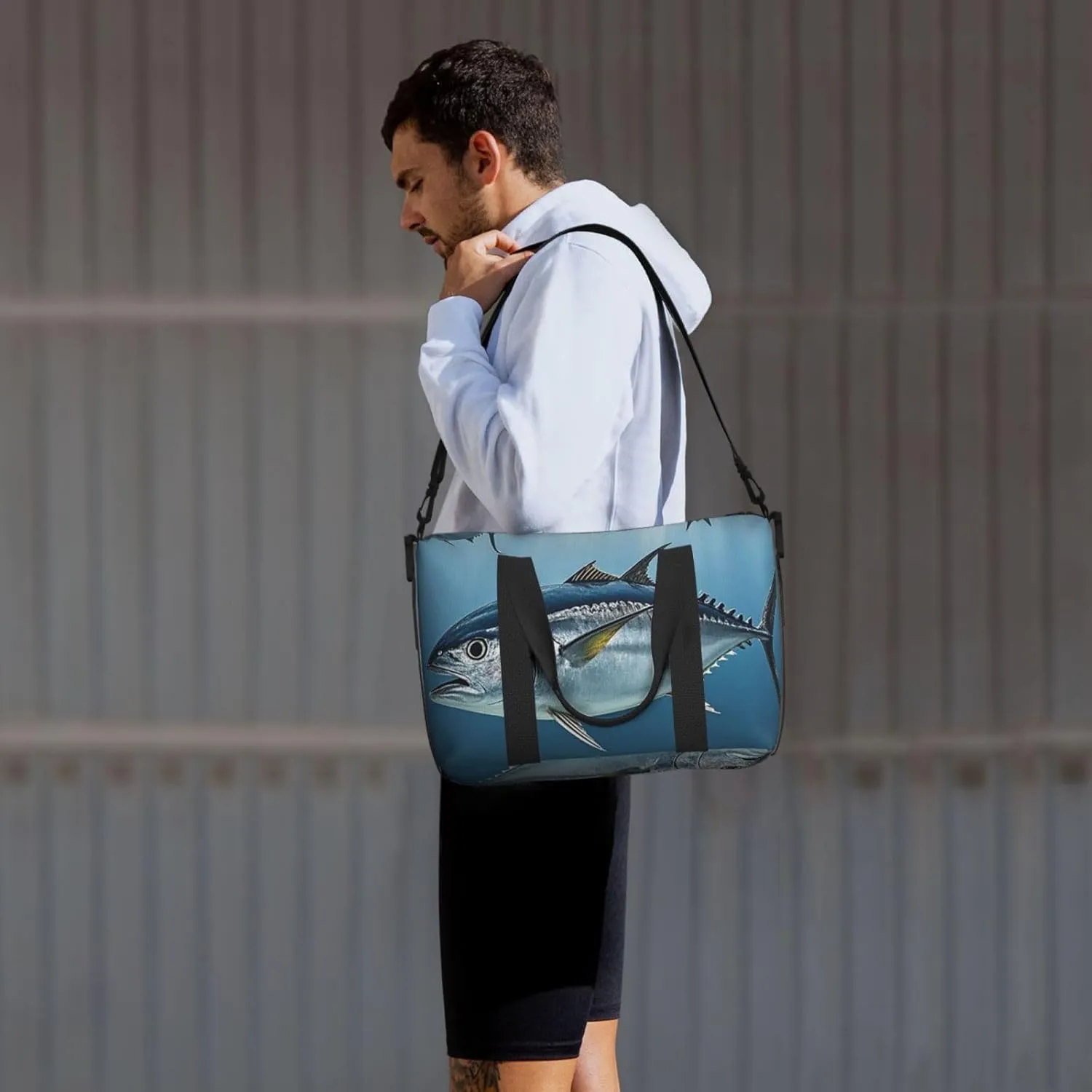 Gym Bag Bluefin Tuna Thunnus2 Duffel Bag for Men Women Travel Overnight Bag with Shoe Compartment Workout Bags