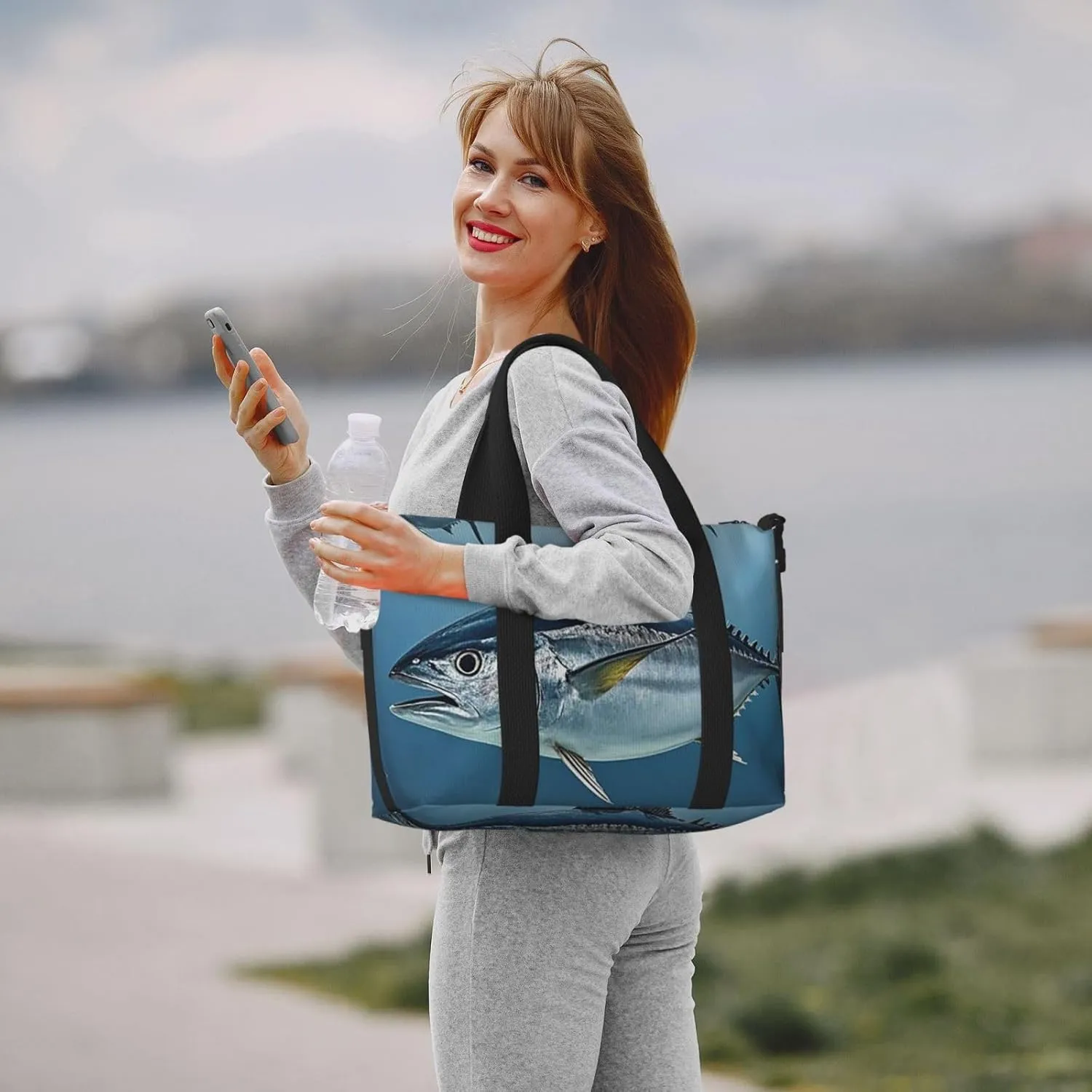 Gym Bag Bluefin Tuna Thunnus2 Duffel Bag for Men Women Travel Overnight Bag with Shoe Compartment Workout Bags