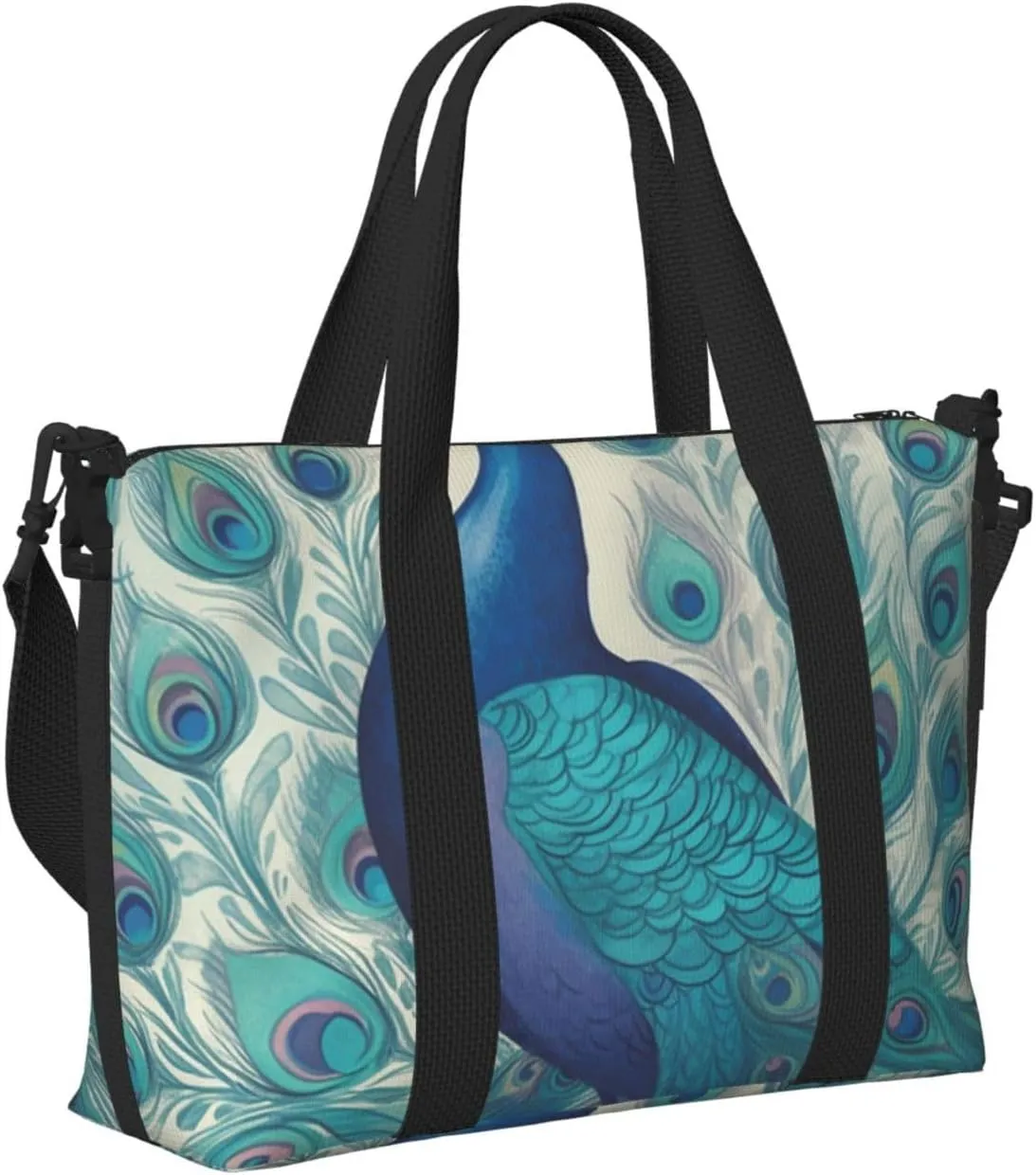 Gym Bags Small Cute Peacock Duffel Bag Overnight Bag with Shoe Compartment Carryon Bag for Men Women