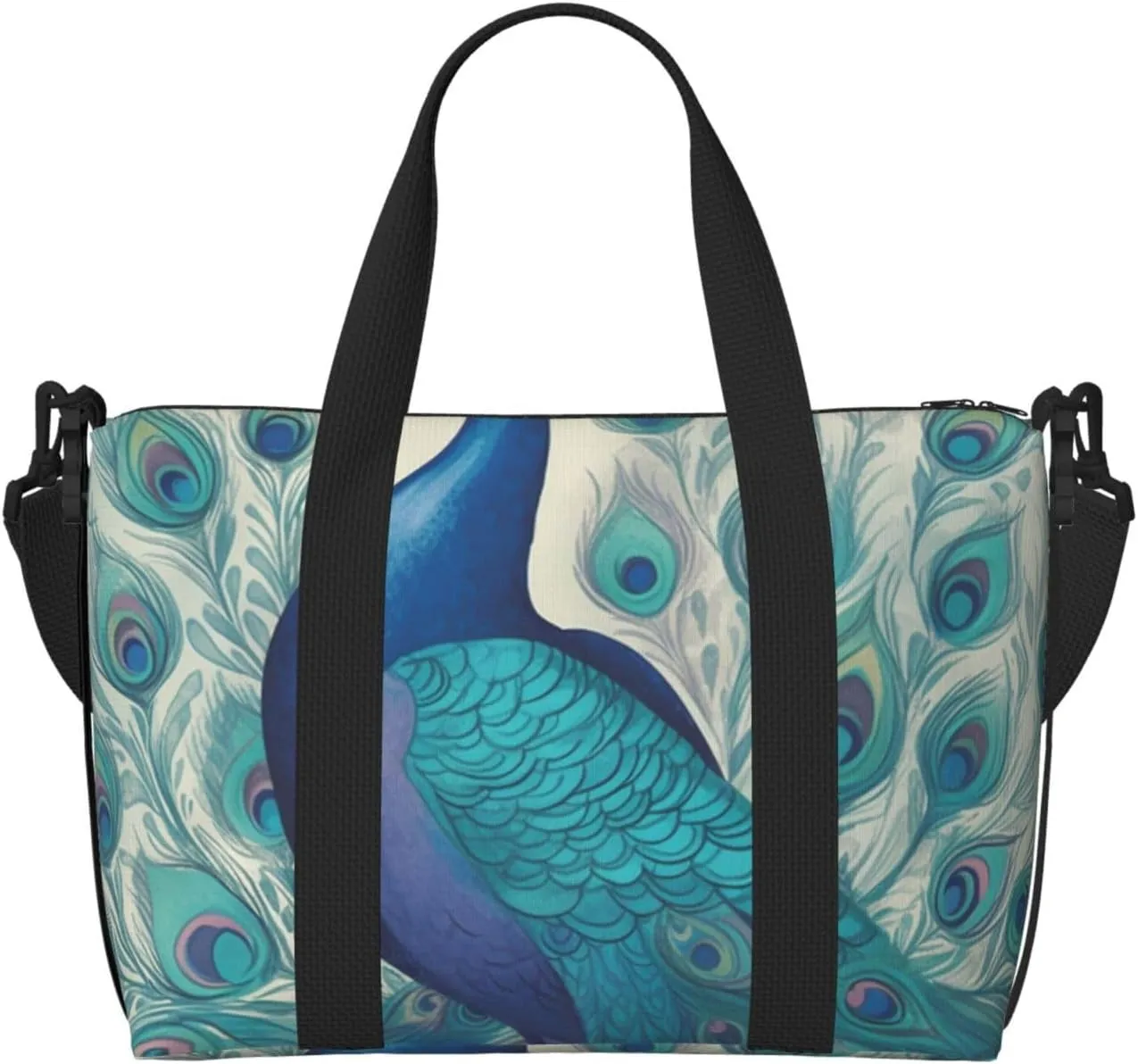 Gym Bags Small Cute Peacock Duffel Bag Overnight Bag with Shoe Compartment Carryon Bag for Men Women