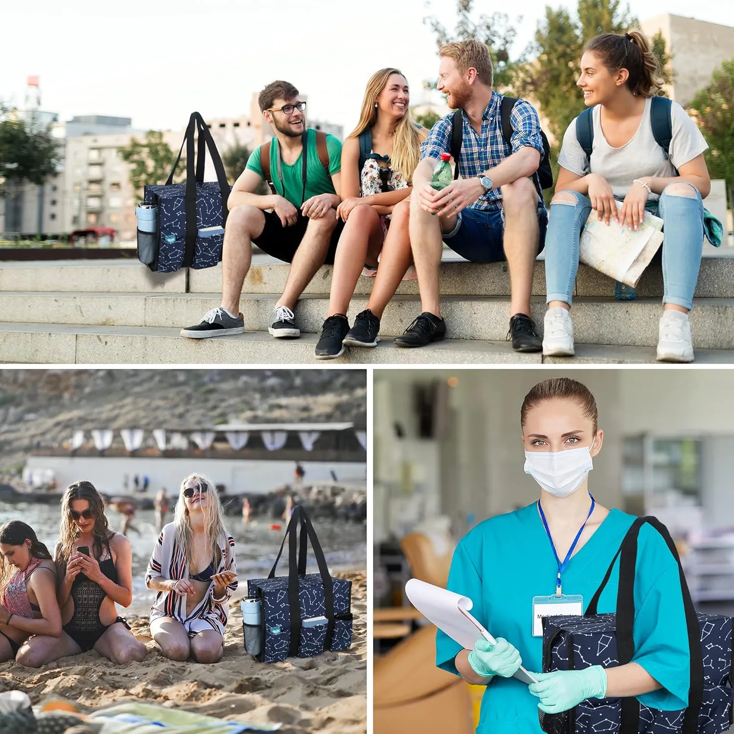 HoogaLife Nurse Bag - Waterproof, Lightweight, 14 Pockets, Portable for Nurse, Gym, Travel, Beach