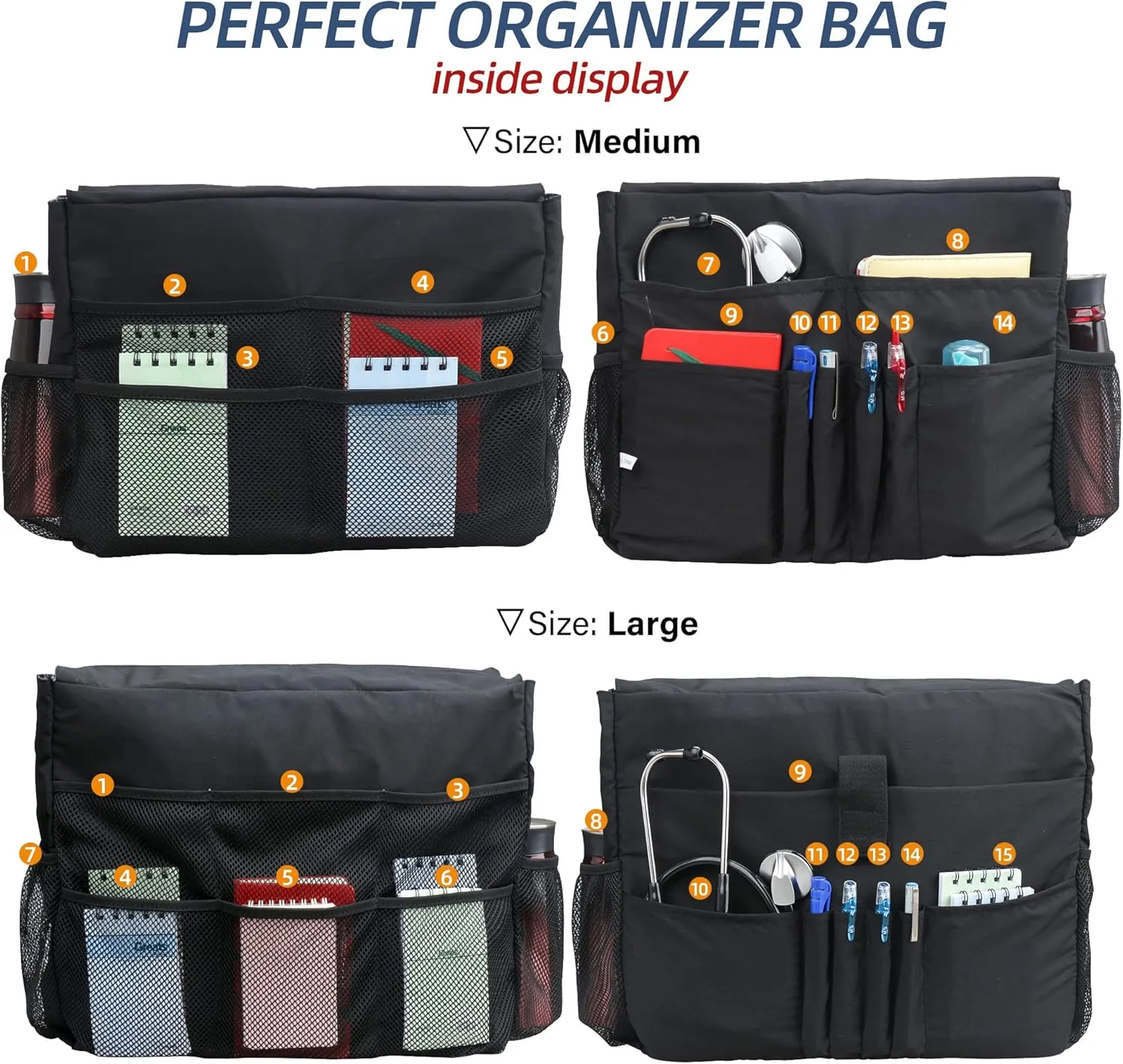 HoogaLife Nurse Bag - Waterproof, Lightweight, 14 Pockets, Portable for Nurse, Gym, Travel, Beach