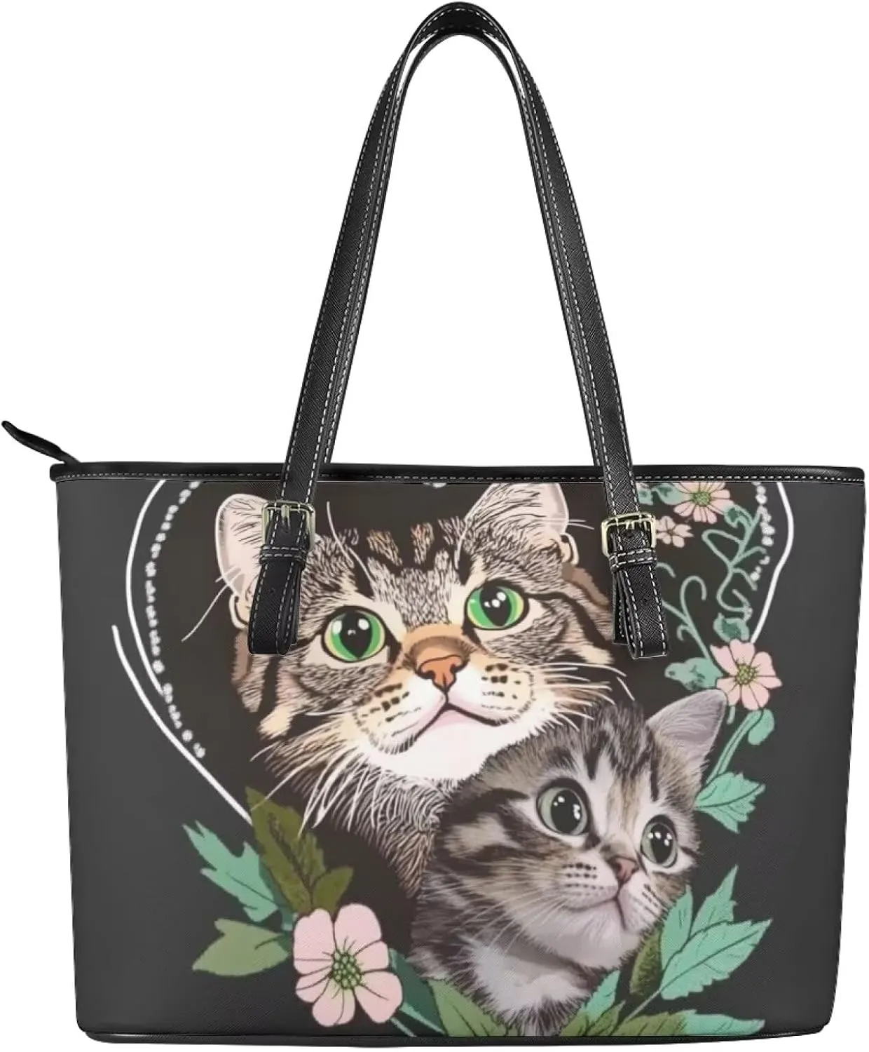 HUGS IDEA Leather Tote Bag for Work Purses Fashion Tote Handbag Large Shoulder Bag Saddle Bag