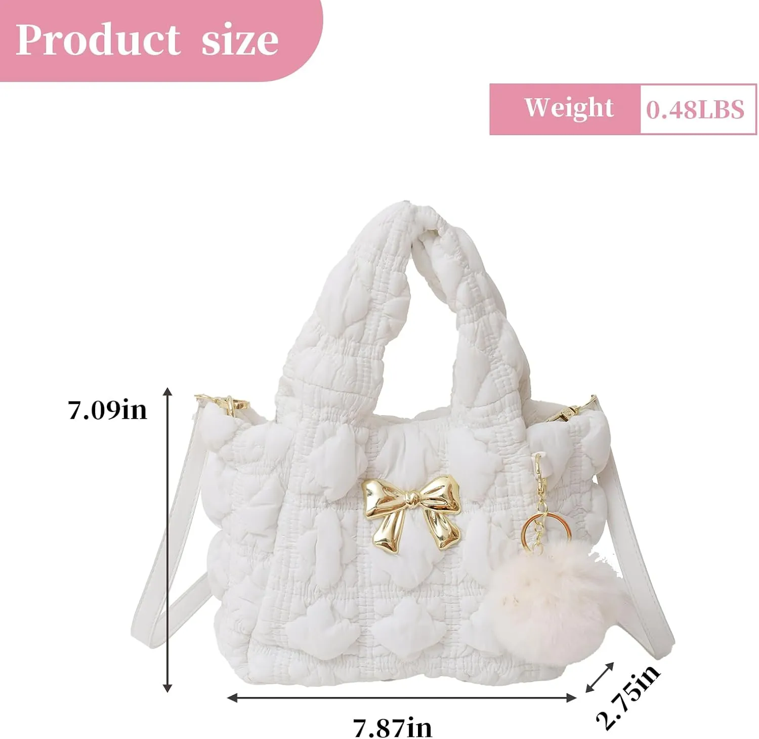I IHAYNER Quilted Small Top Handle Puffer Bag Crossbody Shoulder Bag with Zipper Bubble Hobo Handbag Carryall Bag for Women