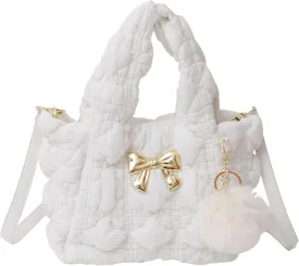 I IHAYNER Quilted Small Top Handle Puffer Bag Crossbody Shoulder Bag with Zipper Bubble Hobo Handbag Carryall Bag for Women