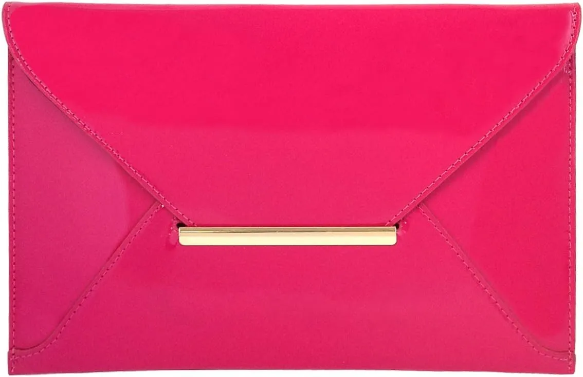 JNB Faux Patent Leather Envelope Candy Clutch Bag
