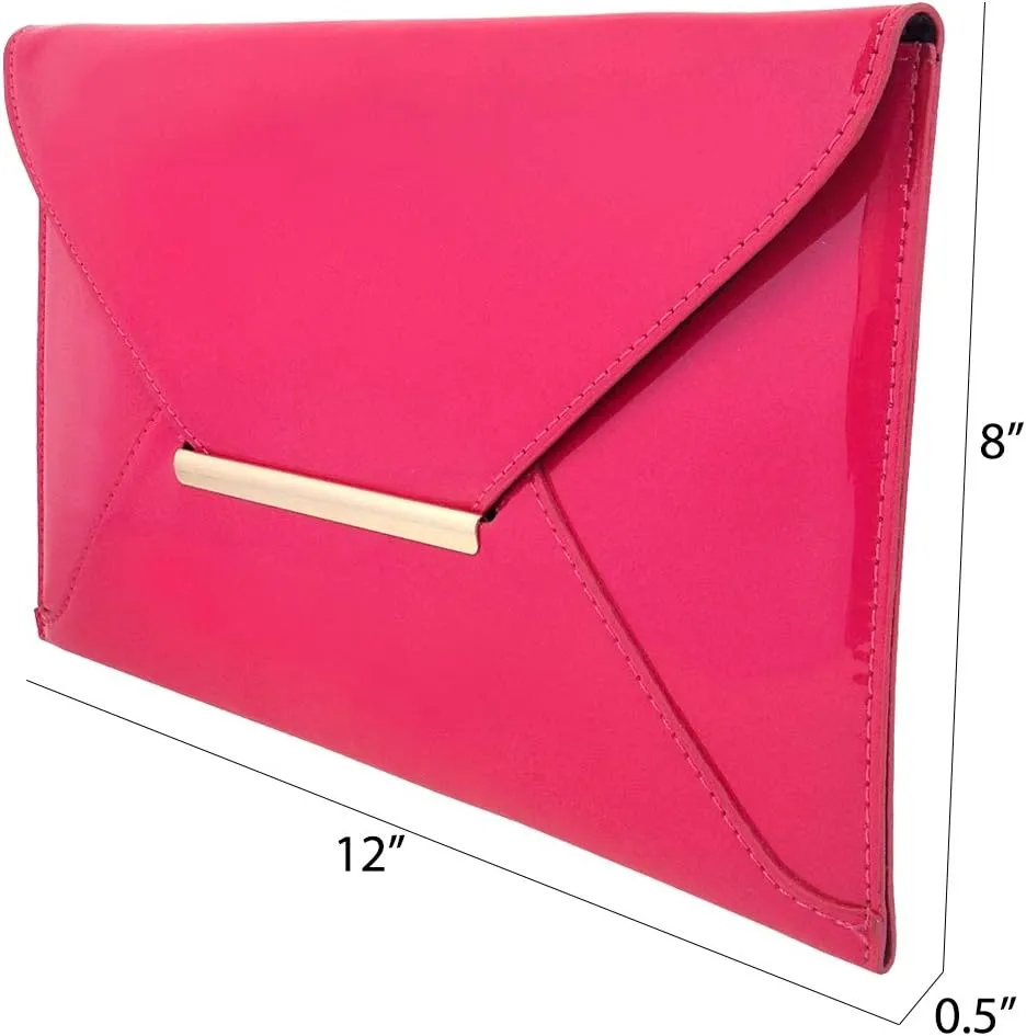 JNB Faux Patent Leather Envelope Candy Clutch Bag