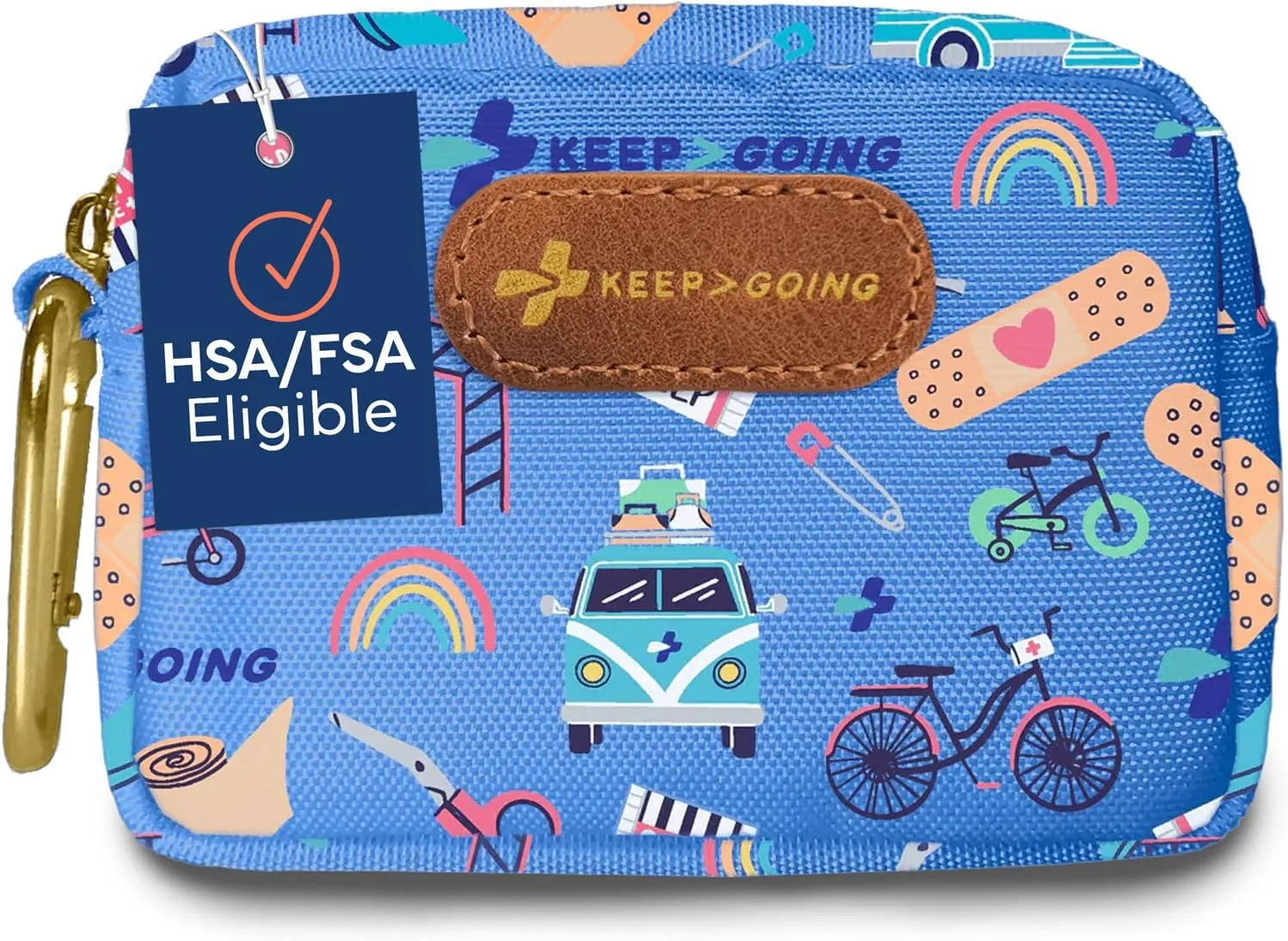 KeepGoing Small Travel First Aid Kit Kids  60 Pc. Mini First Aid Kit for Purse, Diaper Bag, & Backpack with Latex-Free Bandages  4 Oz., & 4.5 x 3.5 x 2 in, TSA-Approved