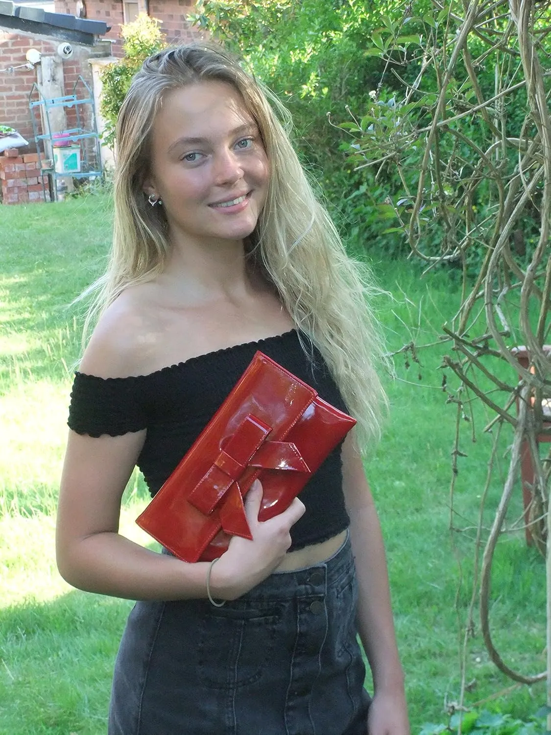 LONI Womens Cute Suede Faux Leather Clutch bag/Shoulder Bag