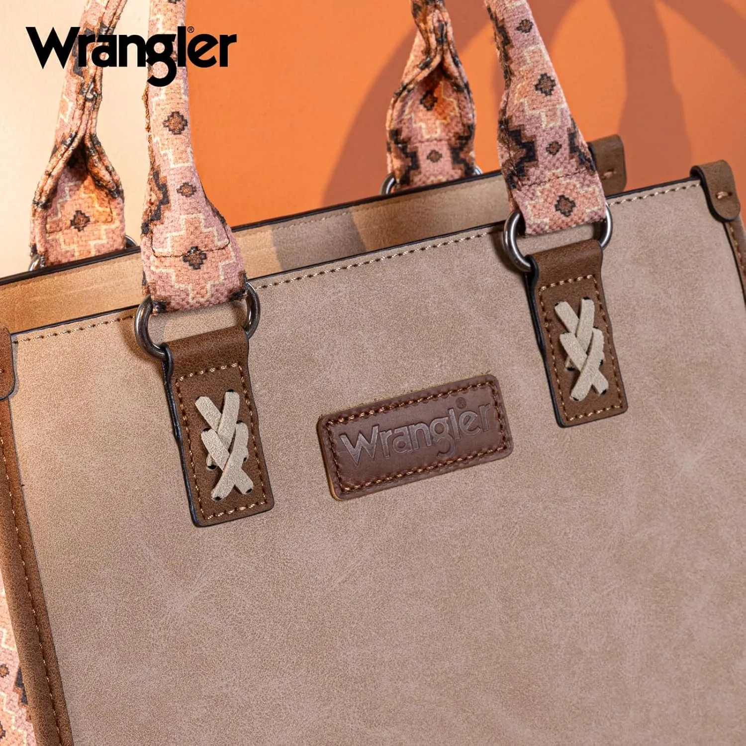 Montana West Wrangler Tote Bag for Women Western Retro Purse Top Handle Handbags with Aztec Strap