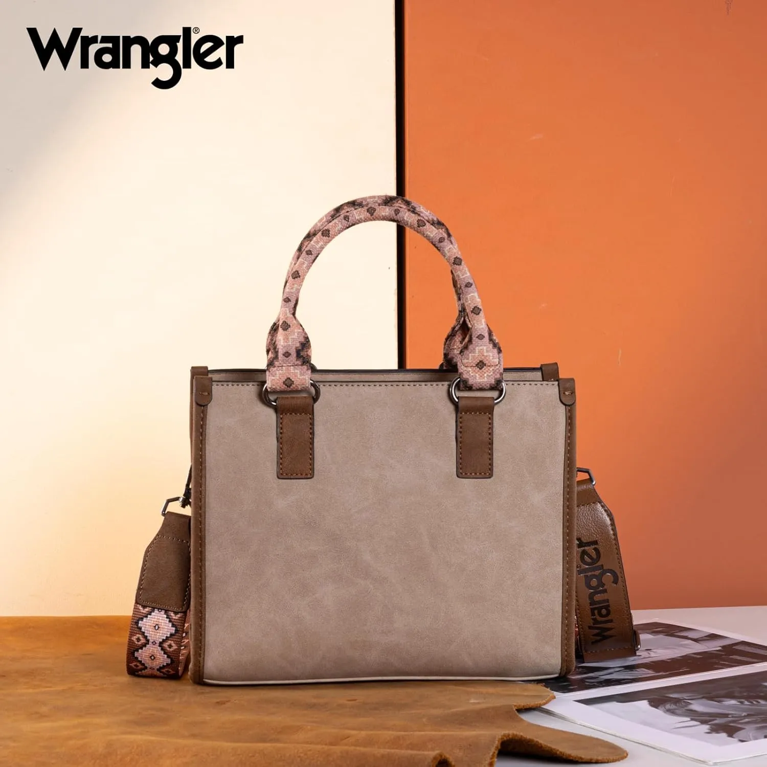Montana West Wrangler Tote Bag for Women Western Retro Purse Top Handle Handbags with Aztec Strap