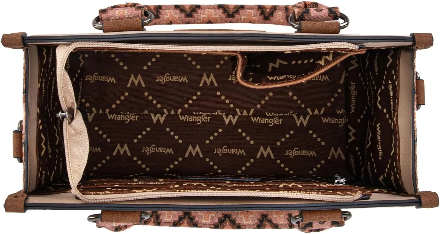 Montana West Wrangler Tote Bag for Women Western Retro Purse Top Handle Handbags with Aztec Strap