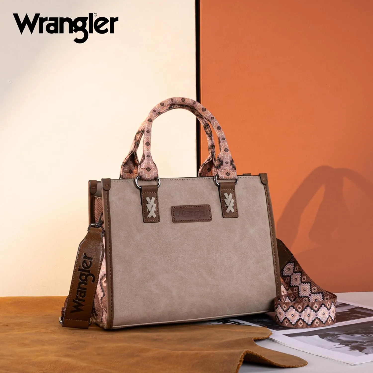 Montana West Wrangler Tote Bag for Women Western Retro Purse Top Handle Handbags with Aztec Strap