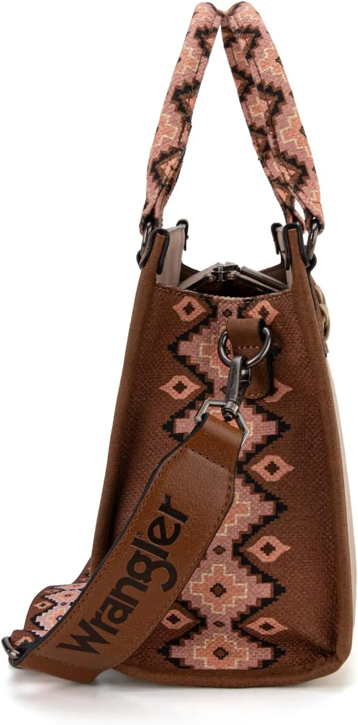 Montana West Wrangler Tote Bag for Women Western Retro Purse Top Handle Handbags with Aztec Strap