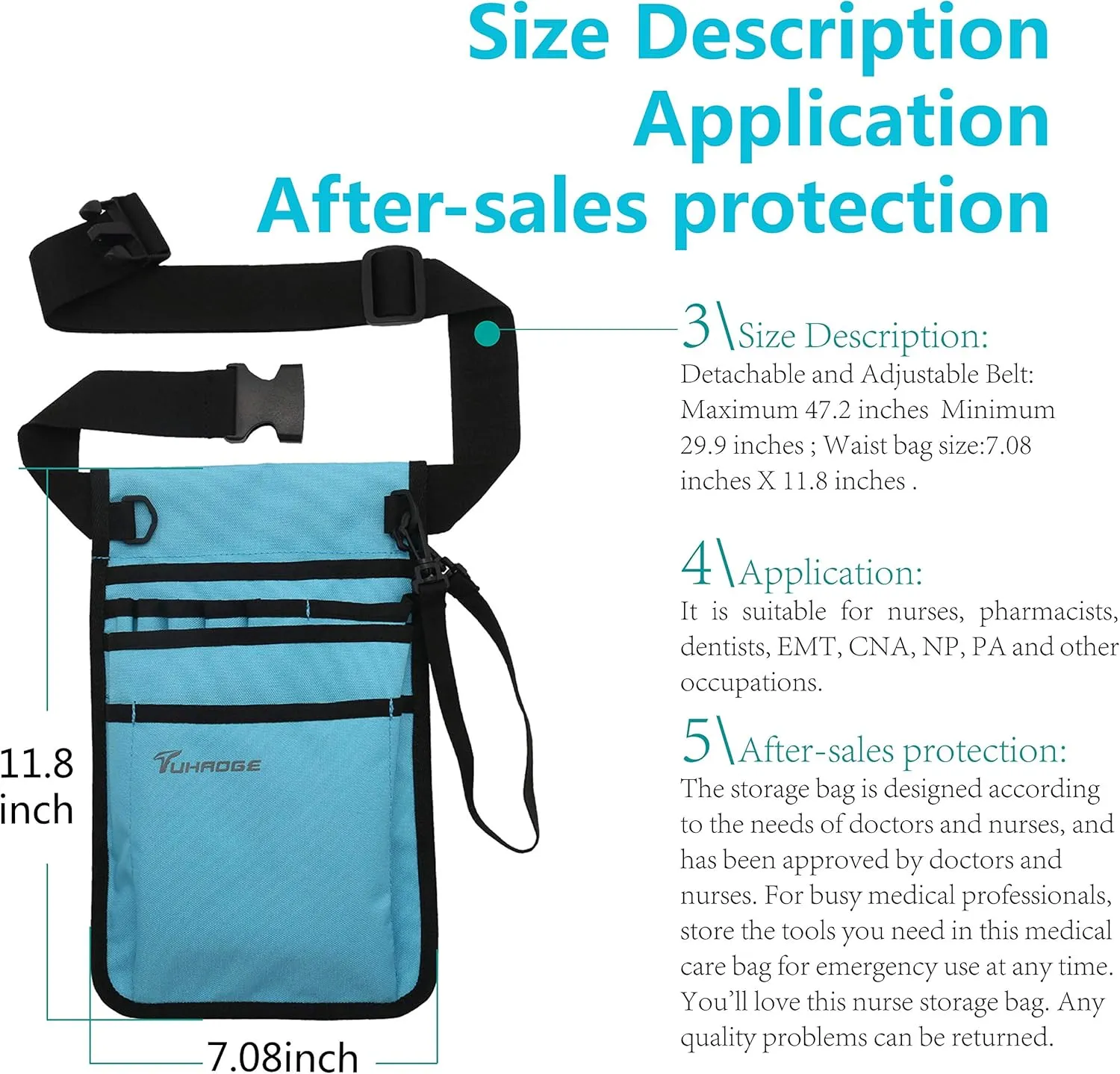 Nurse Storage Bag Practical Waist Bag Nurse Pocket Bag belt organizer pouch.